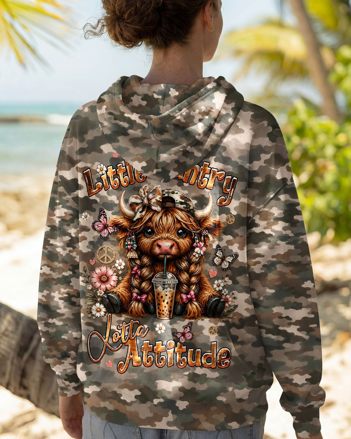 LITTLE COUNTRY LOTTA ATTITUDE COW ALL OVER PRINT  - TLHG0906262