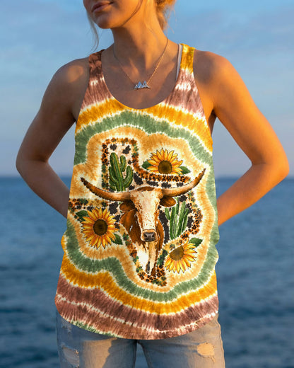 LONGHORN SUNFLOWER TEXAS MAP SWIRL ALL OVER PRINT   - TLHN2906261