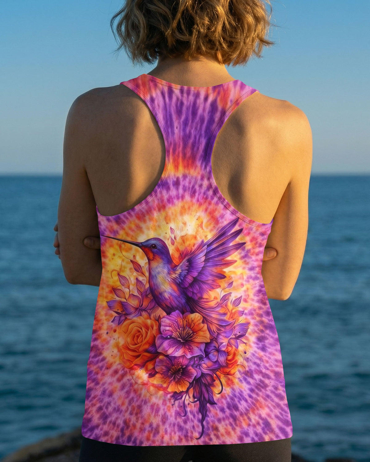 JUST BREATHE HUMMINGBIRD FLORAL SWIRL ALL OVER PRINT - TLNO0804262