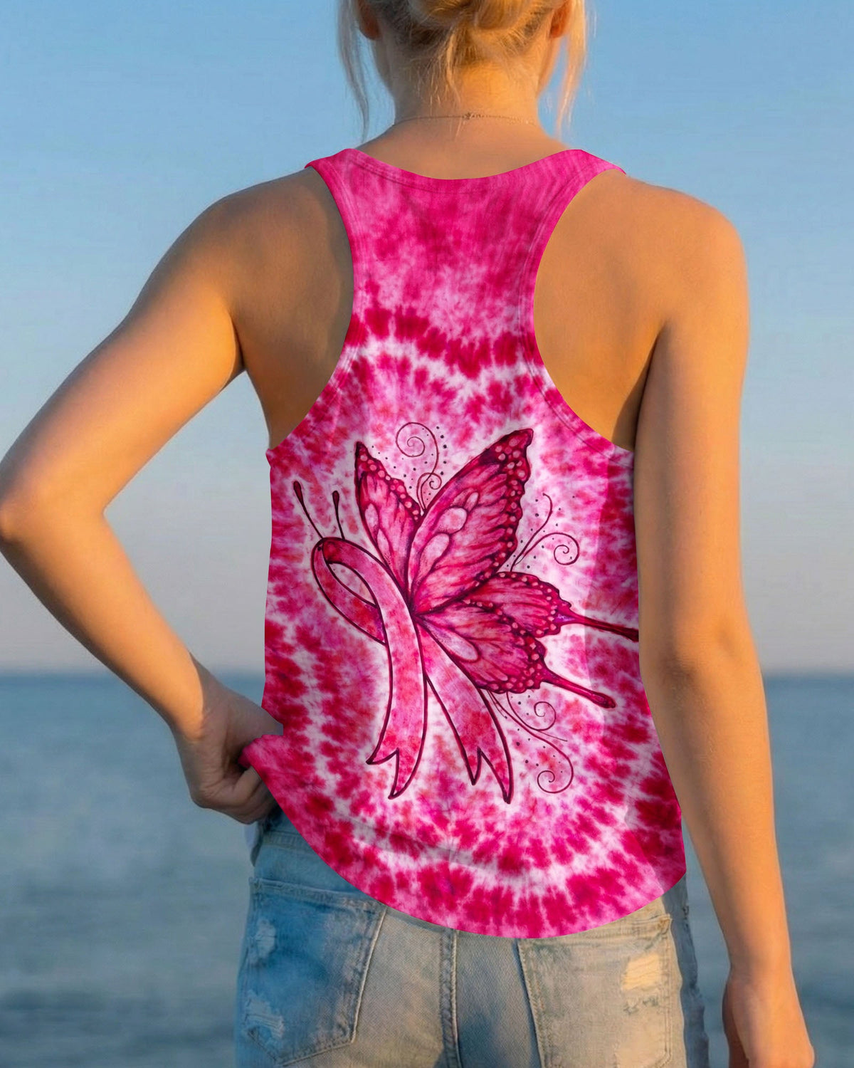 RIBBON BREAST CANCER AWARENESS PINK SWIRL ALL OVER PRINT  - TLNO0904262