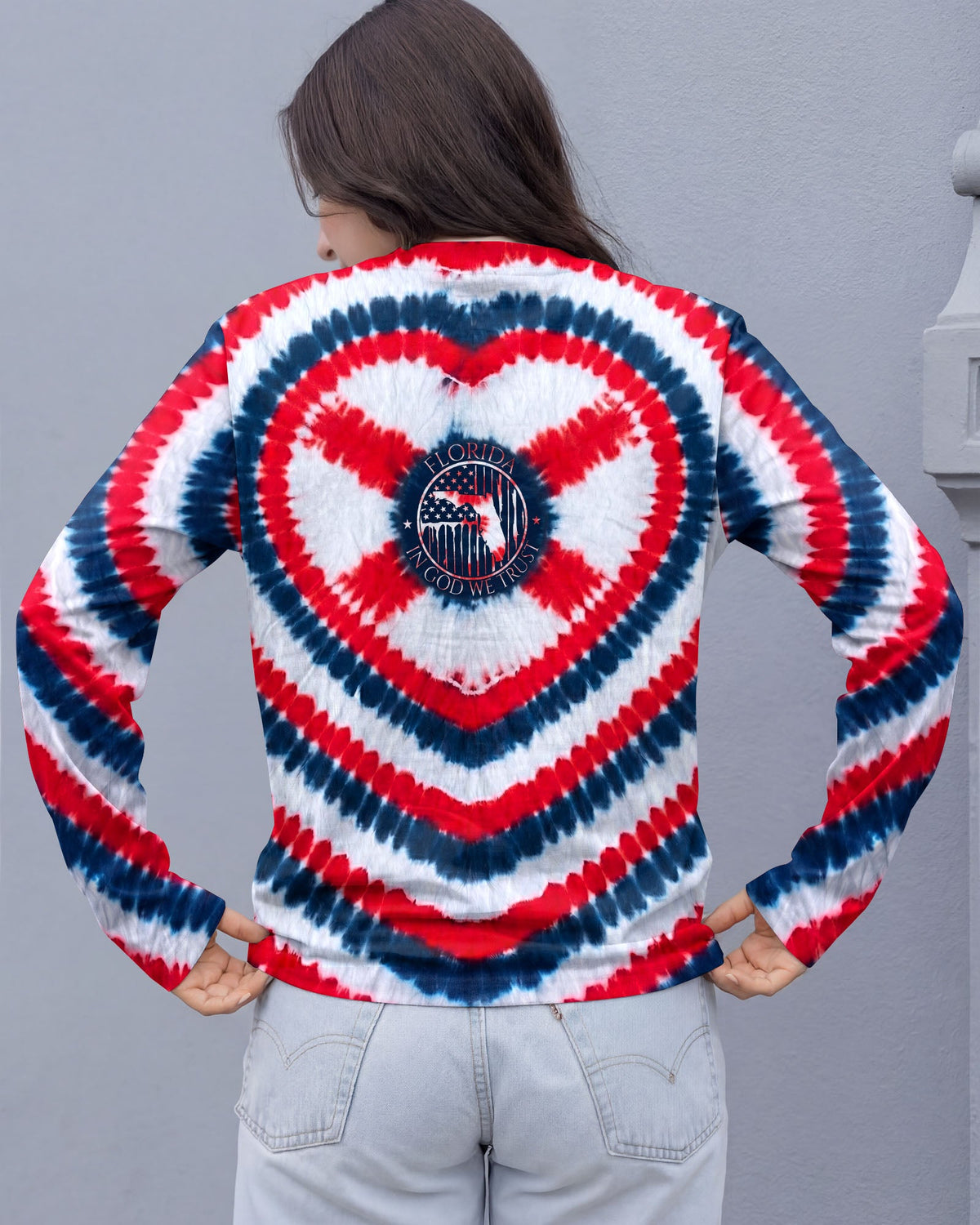HEART FLORIDA STATE RED WHITE & BLUE SWIRL ALL OVER PRINT - TLNO2406262