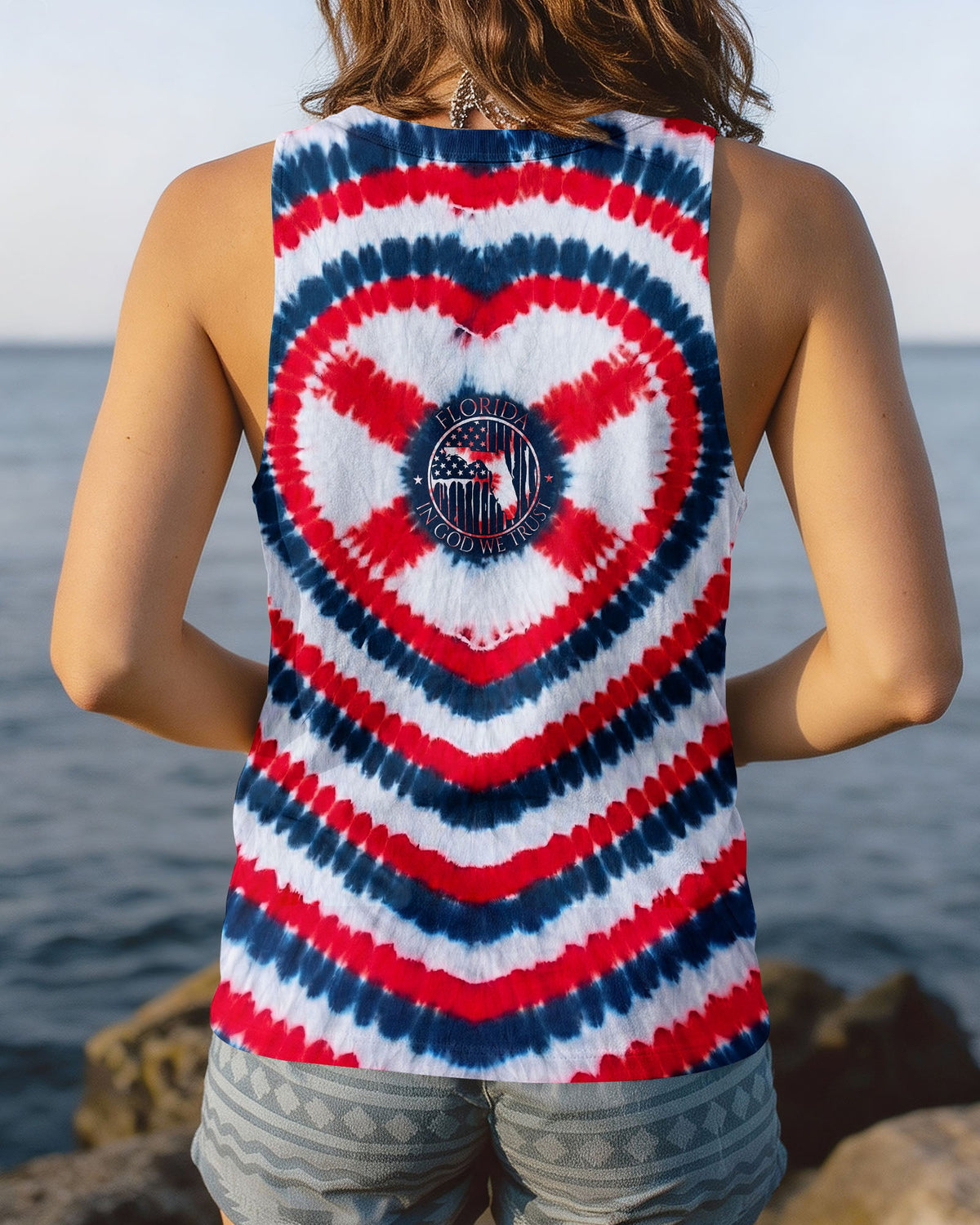 HEART FLORIDA STATE RED WHITE & BLUE SWIRL ALL OVER PRINT - TLNO2406262