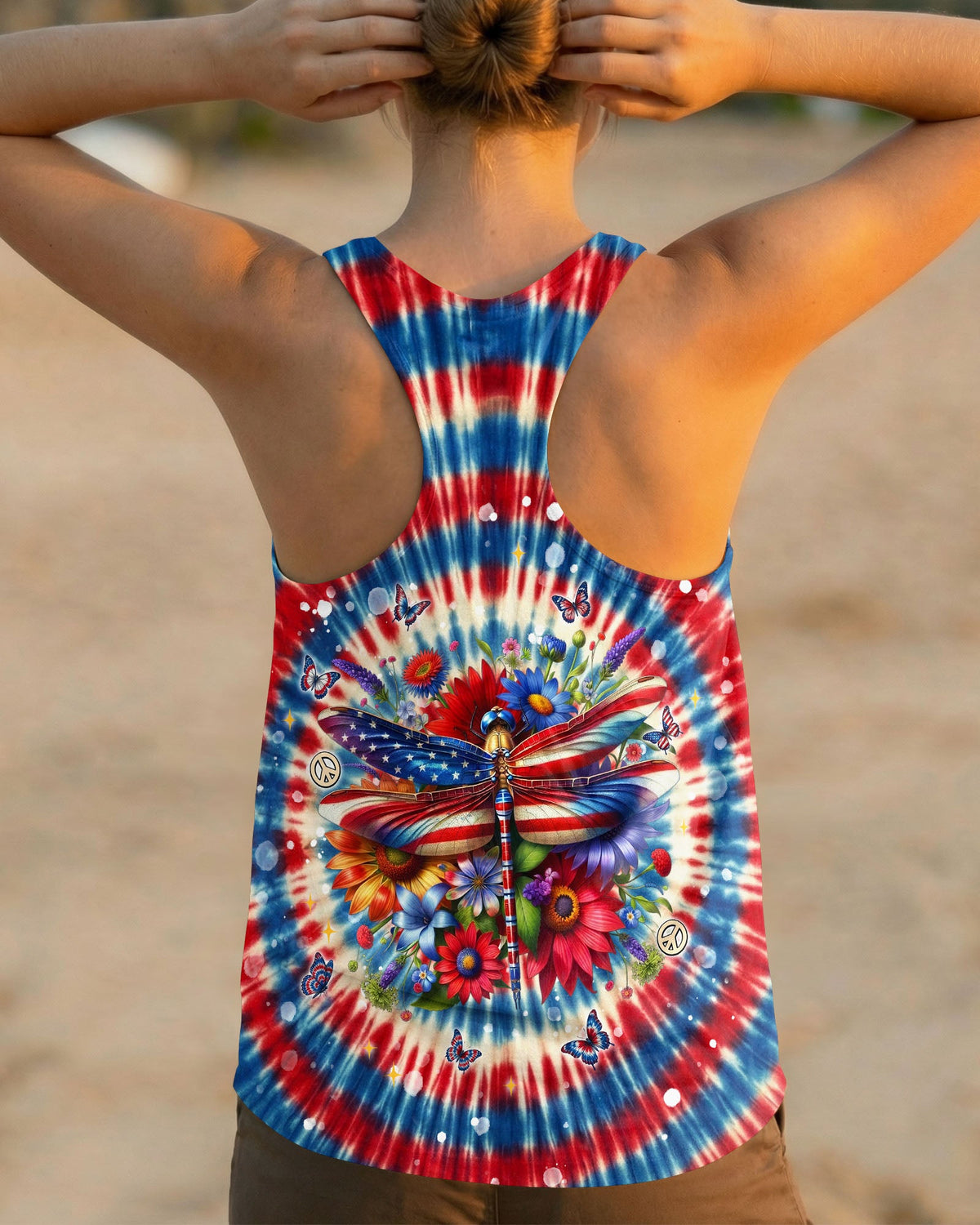 JUST BREATHE DRAGONLY  FLORAL RED WHITE & BLUE SWIRL ALL OVER PRINT  - TLNT0904263