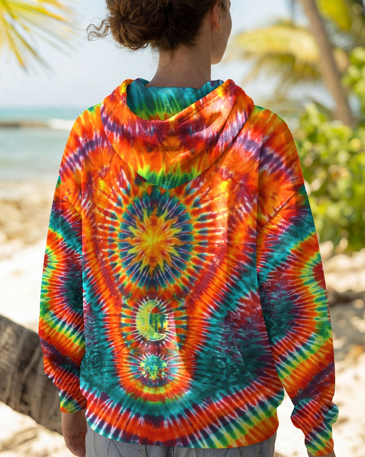 HIPPIE SUN MOON STARS SWIRL ALL OVER PRINT  - TLTW0304263