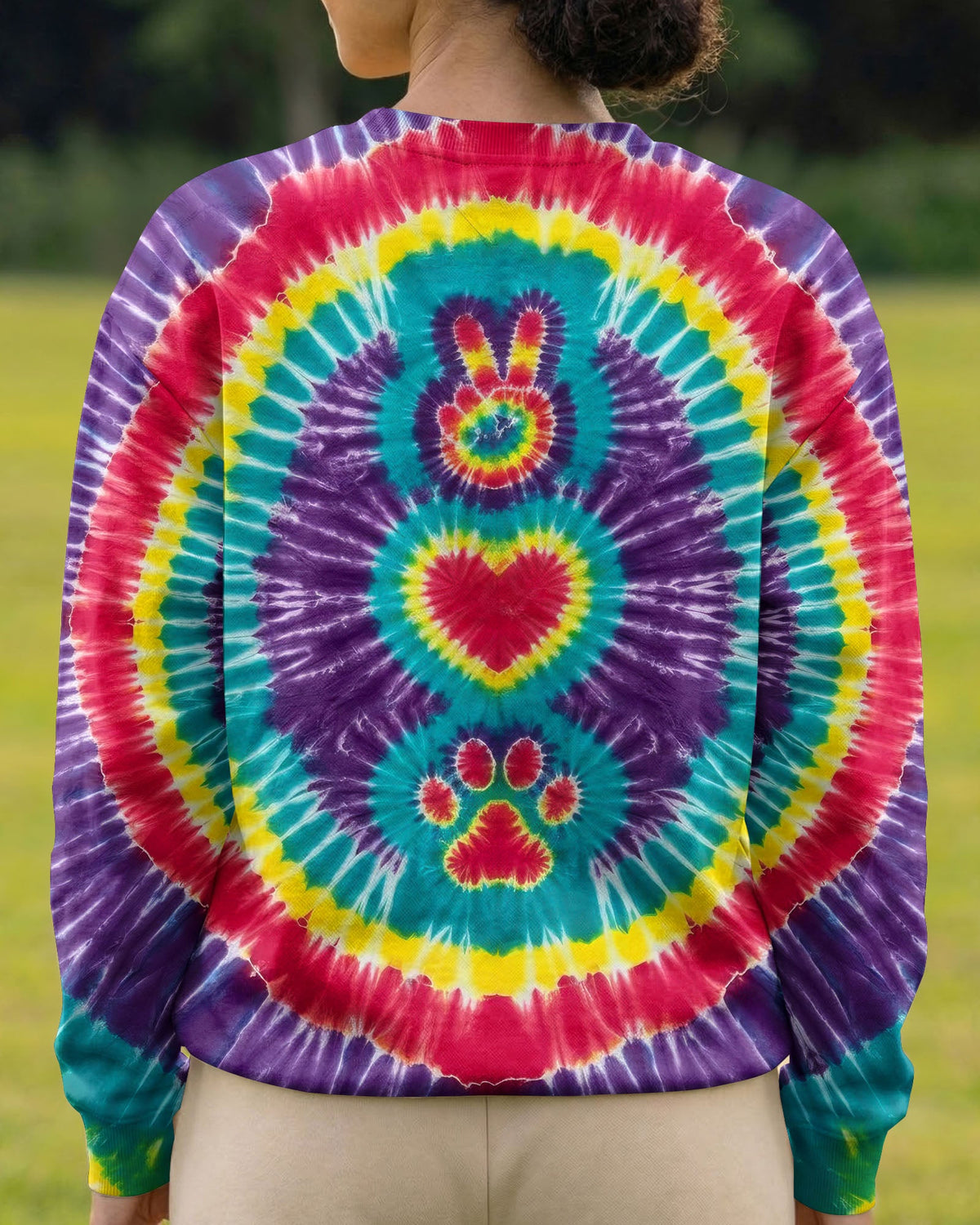 PEACE HAND LOVE PAW PRINT PURPLE ALL OVER PRINT  - TLTW1604261