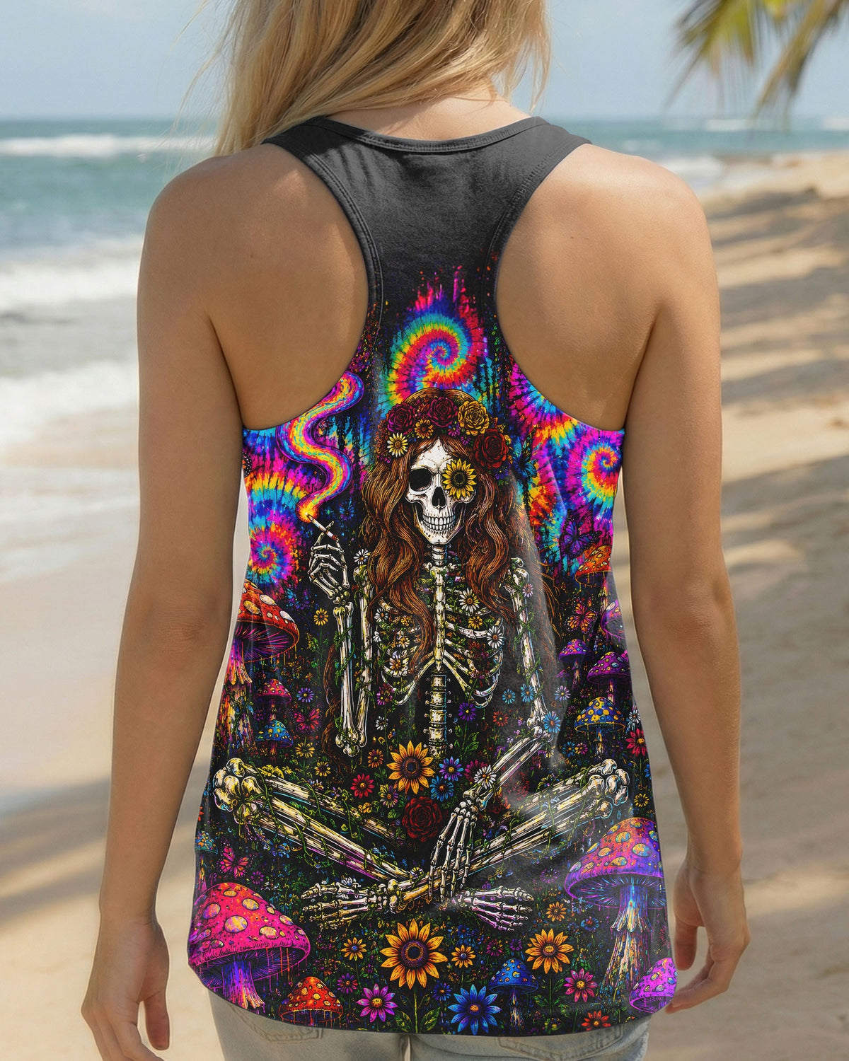 PSYCHEDELIC SKELETON COLORFUL SWIRL ALL OVER PRINT  - TLTW1605261