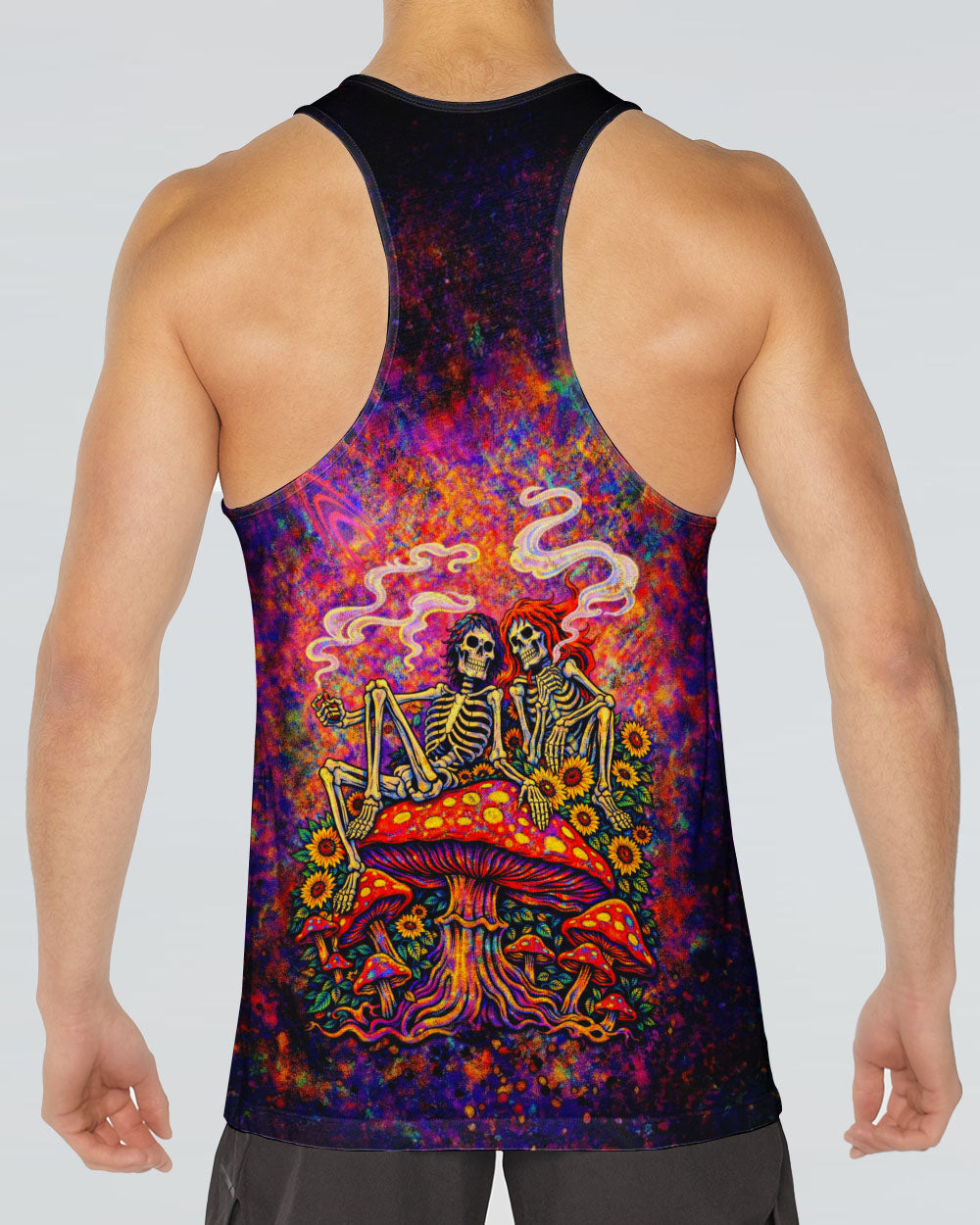 PSYCHEDELIC SKELETON SUNFLOWER MUSHROOM ALL OVER PRINT  - TLTW2104261