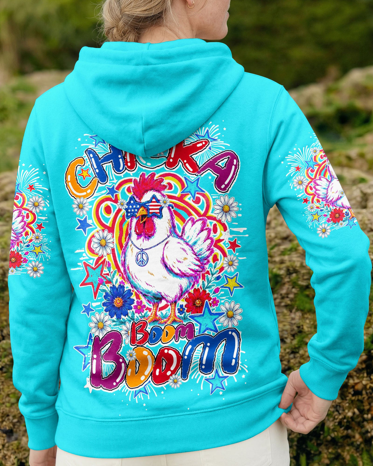 CHICKA BOOM BOOM HIPPIE CHICKEN ALL OVER PRINT - TY0406264