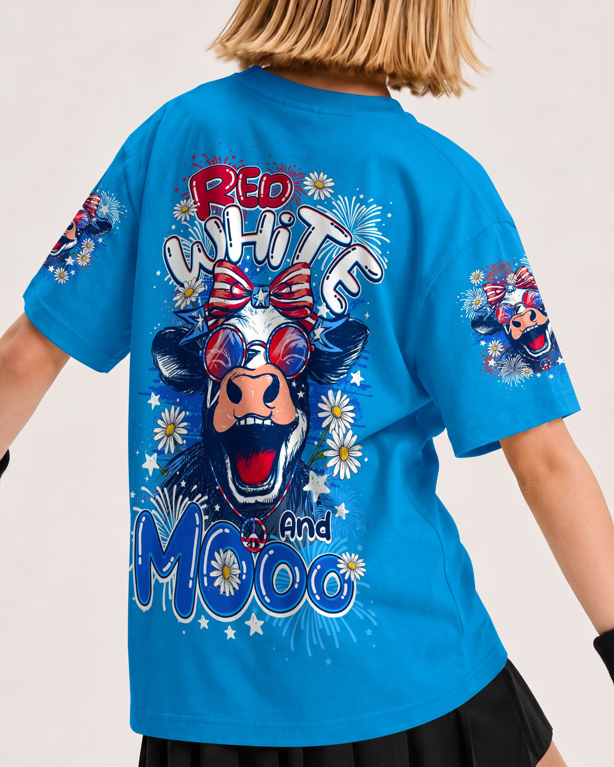 RED WHITE AND MOOO COW KIDS ALL OVER PRINT - TY0806261