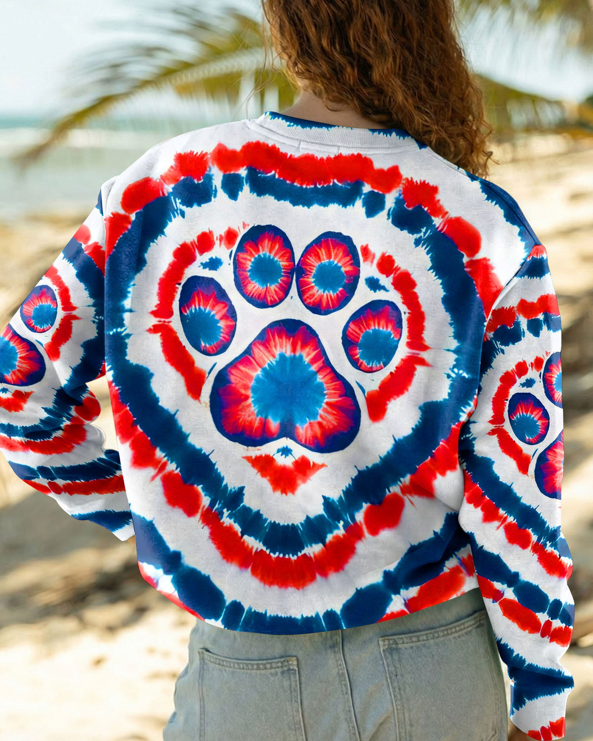 HEART PAW RED WHITE AND BLUE ALL OVER PRINT - TYQY02042531