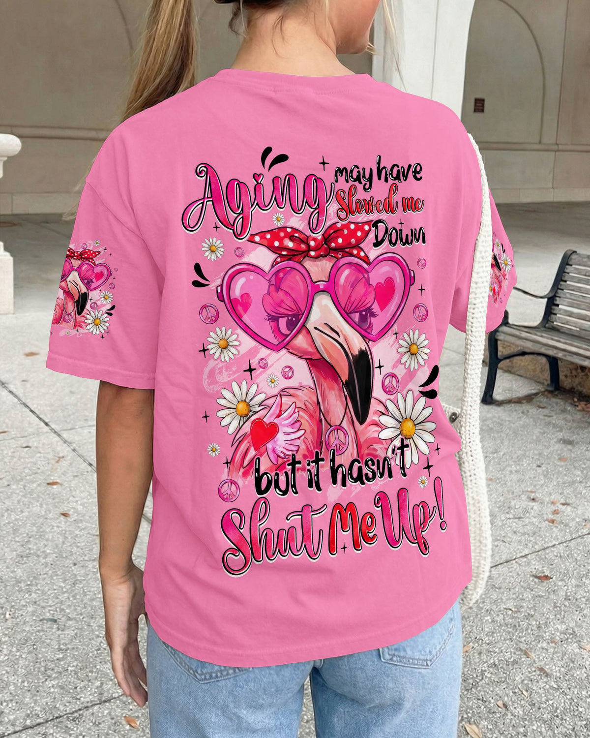 AGING MAY HAVE SLOWED ME DOWN FLAMINGO ALL OVER PRINT - TYQY0207261
