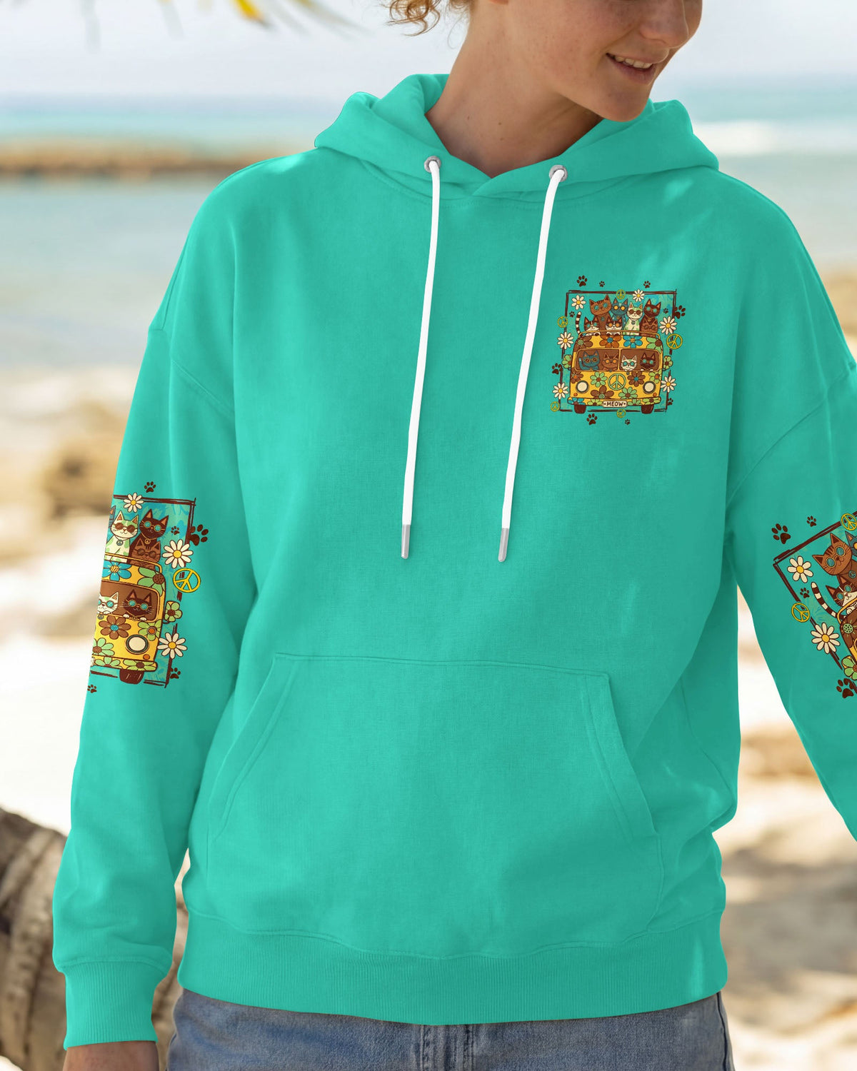 PEACE LOVE AND MEOW ALL OVER PRINT - TYQY0707263