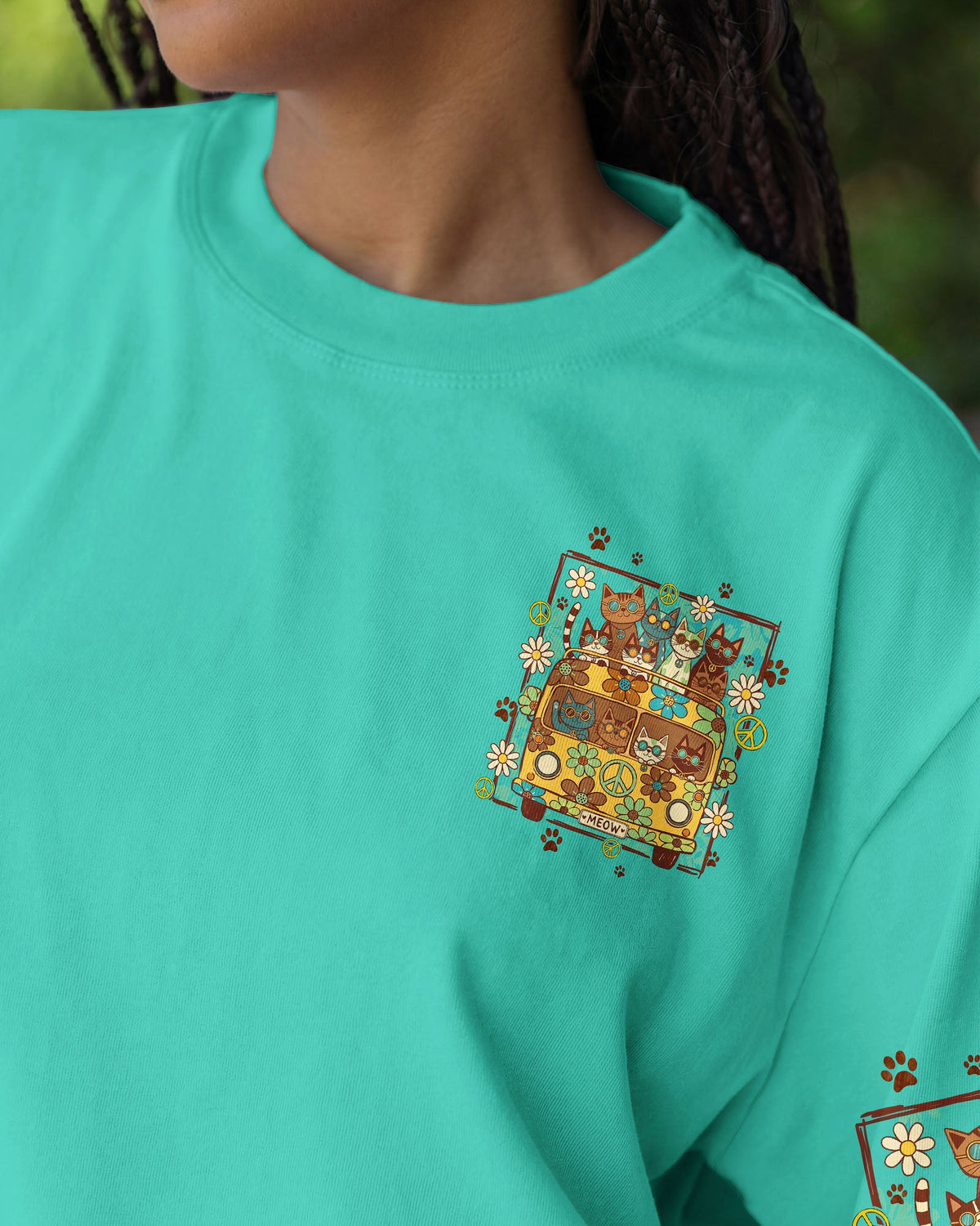 PEACE LOVE AND MEOW ALL OVER PRINT - TYQY0707263