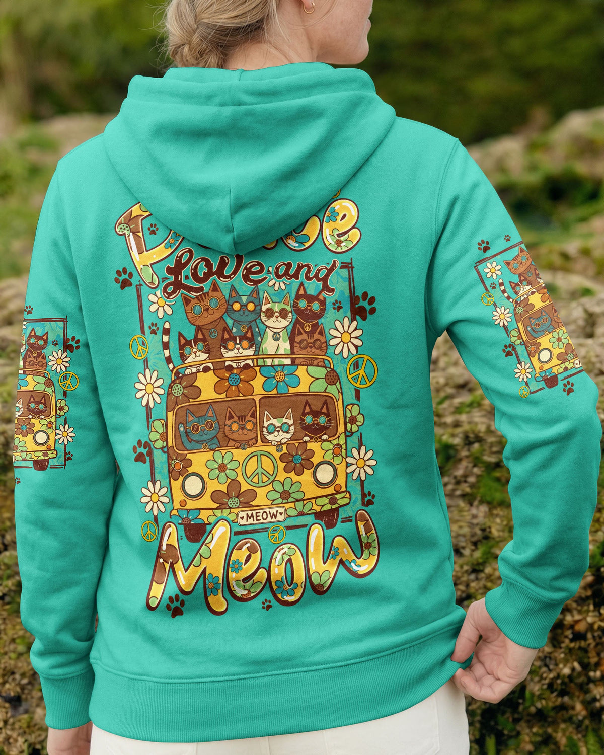 PEACE LOVE AND MEOW ALL OVER PRINT - TYQY0707263
