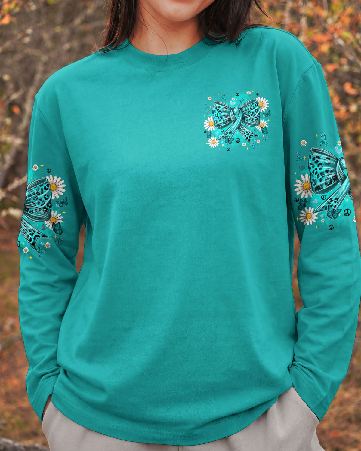 IN SEPTEMBER WE WEAR TEAL OVARIAN CANCER AWARENESS ALL OVER PRINT - TYQY1407262