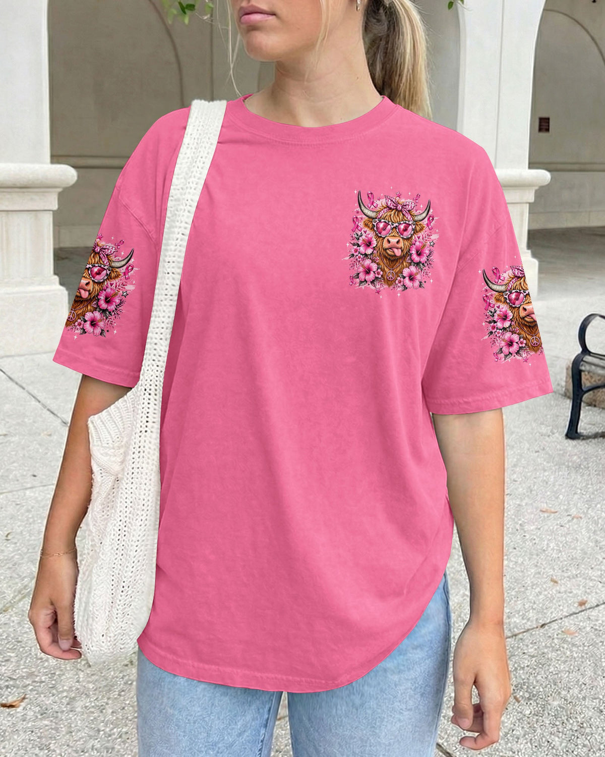 IN OCTOBER WE WEAR PINK BREAST CANCER AWARENESS HIGHLAND COW ALL OVER PRINT - TYQY1507261