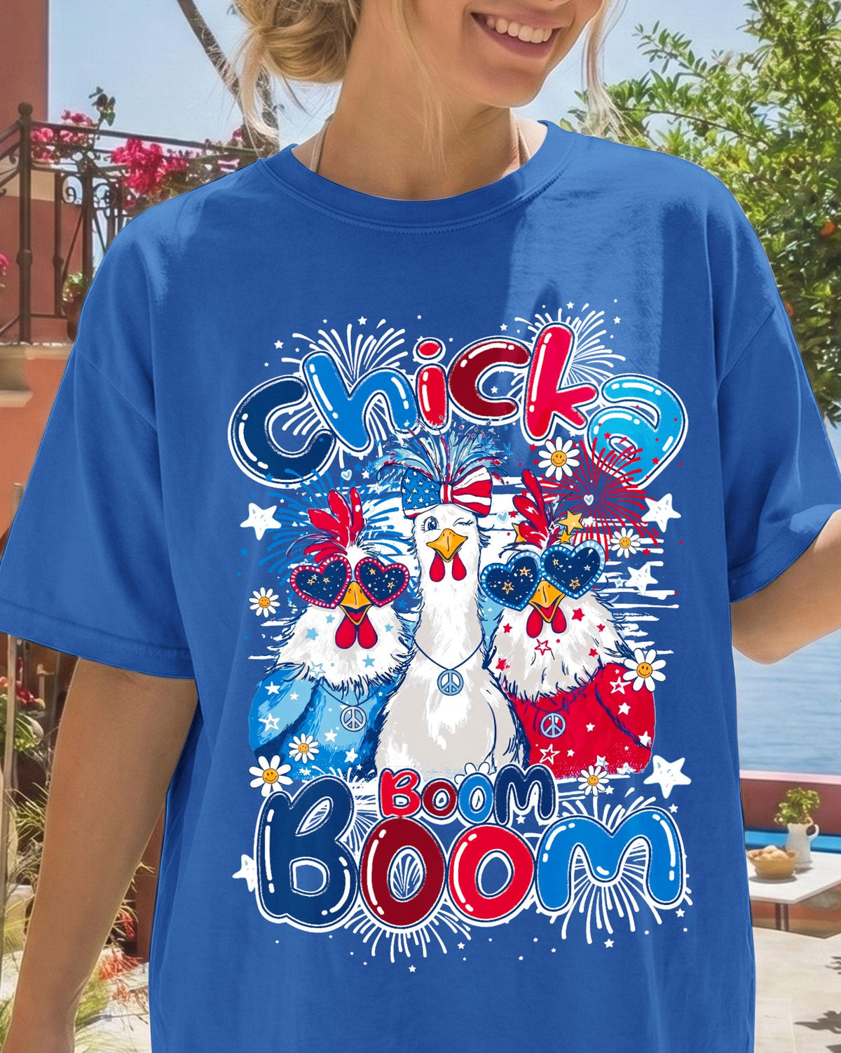 CHICKA BOOM BOOM HIPPIE CHICKEN COTTON SHIRT - TY0506261