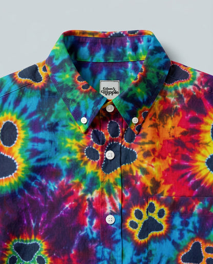 COLORFUL BURST PAW PRINT BUTTON-DOWN COLLAR SHIRT - KMTM0206263